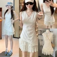 ราคา Y7815 เดรสสั้นคอวี แขนกุด แต่งผ้าลูกไม้ช่วง อกและชาย งานน่ารักมากๆ ผ้าดีใส่สบาย แฟชั่นเกาหลี TAG Yjia (48059477029)