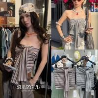 ราคา SU168 เสื้อเกาะอก ลายขวางแต่งสี ผ้ายืด ช่วงอกแต่งผ้า งานสวยเก๋ใส่ง่าย ยืดหยุ่นได้ แฟชั่นเกาหลี TAG MM Fish (47459424863)