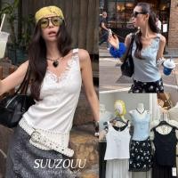 ราคา SU190 เสื้อกล้ามผ้าร่อง เนื้อนิ่ม แต่งงานปักลูกไม้ลายดอกไม้ช่วงคอสายเสื้อแต่ง แฟชั่นเกาหลี TAG MM Fish (41430345153)