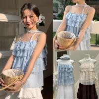 ราคา MO601795 เสื้อสายเดี่ยว ลายดอกไม้เล็กๆ แต่งชั้น ช่วงขอบอก แต่งสมอคเล็กๆ สายปรับได้ แฟชั่นเกาหลี TAG KOREA (55309434218)