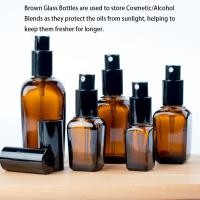 ราคา Amber Square Glass Bottle with Spray Pump Black Mist Spray Head For Alcohol Essential Oil Cosmetics 10ml 20ml 30ml 50ml 100ml 酒精喷雾 (4719398851)