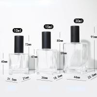 ราคา 10 15 30ml แบนสแควร์แก้วใสน้ําหอมสเปรย์ขวด Matte ฝาปิดขวดรีฟิลสําหรับเดินทาง (26254170620)