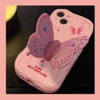 ราคา AMK สําหรับ 3D wave เคสโทรศัพท์สําหรับ iPhone 17 Air 16 15 14 13 12 11 PRO MAX XR XS X 8 7 6 6S PLUS clear quakeproof สวยสีชมพูผีเสื้อเคสโทรศัพท์ GNCNY (55557718745)