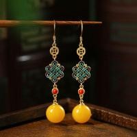 ราคา Mirror Craft Ancient Style Earings with Chinese Knot Design ดีไซน์เหมือนขี้ผึ้ง สไตล์อัญมณีแอมเบอร์ หมายเลข 26 4 11 BJDN (50008615833)