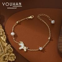 ราคา สร้อยข้อมือมุก ลายยูนิคอร์น อินเทรนด์ สำหรับฤดูเย็น ใส่แล้วสวยงาม พอดีมือ (46705729628)