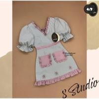 ราคา S M เดรสมีกระเป๋า ลายทาง งานน่ารัก 8 studio BRAND (8546032810)