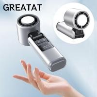 ราคา GREAT Ice Sensation Cold Fan Strong Wind Digital Display พัดลมมือถือ ฤดูร้อน USB Powered Halter ปรับ Mini Fan กลางแจ้ง (55656884514)