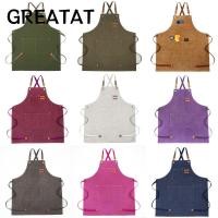 ราคา GREAT ผ้ากันเปื้อนครัว Thicken Multi pocket Chef Work Aprontic ทนทานผ้าใบ Barista ผ้ากันเปื้อนห้องครัว (55905613085)