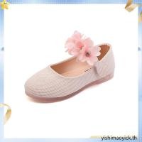 ราคา 1093 OK รองเท้าคัชชูเด็กผู้หญิง รองเท้าออกงานเด็ก ผ้ากากเพชร พื้นเรียบ สายคาดแต่งดอกไม้ (45608487779)
