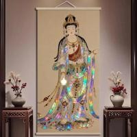 ราคา สไตล์จีน Luodian สไตล์ Guanyin แขวนเลื่อนภาพวาดหรูหราสไตล์จีน Zen Tea Room Study Town House Nafu ภาพวาดตกแต่ง (54457946930)