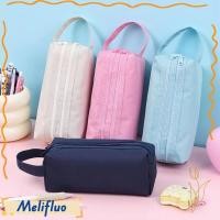 ราคา เมลิฟูลัว กระเป๋าดินสอซิปคู่สีทึบดินสอความจุขนาดใหญ่เครื่องเขียนกันน้ํา (46857216502)