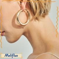 ราคา MELIFLUO Big Gold Alloy Hiphop 50mm Minimalist Round Circle (40929953509)