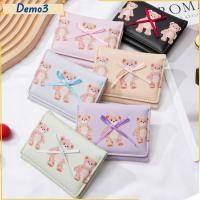 ราคา ดีโม3 กระเป๋าใส่เหรียญ พับกระเป๋าสตางค์ขนาดเล็กแบบพกพา หลายสล็อตน่ารักหมีโบว์สามพับคลิปเงินผู้หญิง (55556231013)