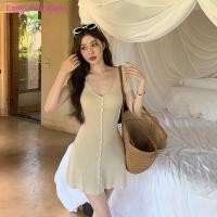 ราคา ชุดเดรสเอวบางแบบ A line สำหรับผู้หญิง ดีไซน์เรียบหรู สำหรับฤดูร้อน (57057944235)