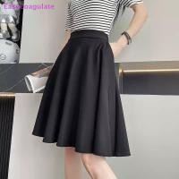 ราคา กระโปรงเอวสูงยืดหยุ่นเอายางยืด ออกแบบ A line สีดำ เหมาะสำหรับใส่ทำงานและลำลอง (52400641526)