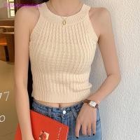 ราคา Eas Halter Camisole กั๊กผ้าถักสำหรับผู้หญิง ดีไซน์เกาหลี อเนกประสงค์ (49207964264)
