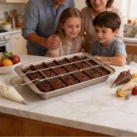 ราคา Romanticshop Luocute Brownie Pan พร้อม Divider เหล็กคาร์บอน Nonstick Baking Bakeware ถาด 18 Pre Cut Mold สําหรับเตาอบ (54908767032)