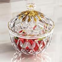 ราคา ร้านโรแมนติก Oreilet Candy Jar แก้วตกแต่งนูนจานใสพร้อมฝาปิดขนมขบเคี้ยวผลไม้แห้งภาชนะเก็บอาหาร (43879512243)