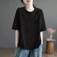 ราคา เสื้อยืดแขนสั้นผ้าฝ้ายแท้ ไซส์ใหญ่สำหรับผู้หญิง ใส่สบายในหน้าร้อน (57359477942)