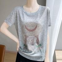 ราคา เสื้อยืดถักคอลูกเรือแขนสั้น อเนกประสงค์ พิมพ์ลายจากแบรนด์ Mulberry สีวานิลลาสีเทา ทำจากผ้า Tencel ของแท้ 100 (53959478214)