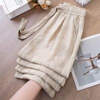 ราคา กางเกงขากว้าง ผ้าไหมหม่อนผ้าฝ้ายลินิน ทรงหลวมตรง เดรปสวยงาม สำหรับฤดูร้อน (50109482944)