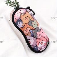 ราคา TECF กระเป๋าเก็บแว่นกันแดดลายแมว ทำจากไนลอนทนทาน มีพวงกุญแจ (49208503048)