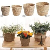ราคา TECF 1 ชิ้นดอกไม้หม้อตะกร้า สําหรับ Garden Terraces เฟอร์นิเจอร์ตกแต่งหญ้าทอกระถางดอกไม้ Mini S M L Planter ตะกร้าหวายฟางทอพืชตะกร้าดอกไม้ (47759192177)