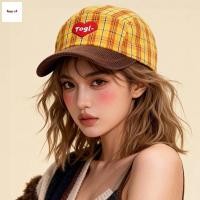 ราคา หมวกเบสบอลผ้าลูกฟูลายหมากรุกและหัวใจแบบย้อนยุค สไตล์เกาหลีสำหรับผู้หญิงและเด็กผู้หญิง (47459354336)