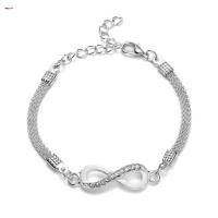 ราคา สร้อยข้อมือเพชรชุบทองคำขาวแบบอินฟินิตี้ เรียบหรูสำหรับผู้หญิง (24348122221)