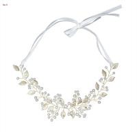 ราคา ที่คาดผมเจ้าสาวแบบมุกและใบไม้สีทองพร้อมคริสตัล เพอร์เฟคสำหรับวันสำคัญ (45607707702)