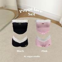 ราคา เซ็ทเสื้อเกาะอกลูกไม้ กางเกงเอวต่ำ puppi lace set (49704404073)