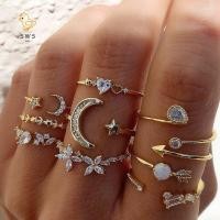 ราคา ชุดแหวนแฟชั่น 8 ชิ้น ออกแบบดวงจันทร์ดาว คริสตัลรูปหัวใจ สไตล์ทองเงิน สำหรับสตรี (55754560702)