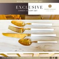 ราคา Dining Vaisselle Royal White Cutlery set สีขาว ช้อน ส้อม มีด ช้อนขนมทอง Stainless steel304 หรูหรา (17373832202)