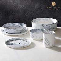 ราคา จานชามลายหินอ่อน Luxe Marble Swirl dinner set สวยงามมาก อุปกรณ์บนโต๊ะอาหาร (19889441063)