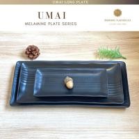 ราคา จานญี่ปุ่น Umi Long plate จานเมลามีนแท้100 จานสีดำ เนื้อMelamineอย่างดี อุปกรณ์บนโต๊ะอาหาร (18583071296)