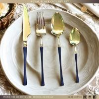 ราคา Dining Vaisselle Royal Black Cutlery set สีดำ ช้อน ส้อม มีด ช้อนขนมทอง Stainless steel 304 (15087125858)