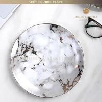 ราคา Dining Vaisselle จานWhite Marble Foudre ลายหินอ่อนสีขาว เนื้อPorcelain Ceramic อย่างดี จานหรูหรา (4858444760)