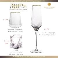 ราคา ชุดแก้วคริสตัลหรูหรา แก้วแชมเปญและแก้วน้ำ Antika 24 ใบ พร้อมของแถมแก้ว Crystal Iceberg (28111153593)