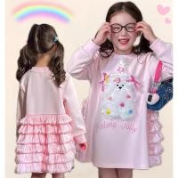 ราคา AY154 ชุดเดรสเด็กผู้หญิง ชมพูฟรุ้งฟริ้ง ลายตุ๊กตาปุย น้องน่ารักมาก เดรสเด็กสไตล์เจ้าหญิง ชมพูพาสเทล กระโปรงชั้นฟรุ้งฟริ้ (26543706258)
