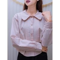 ราคา F59 เสื้อเชิ้ตคอบัวจีบหน้าสีชมพู (29151464534)