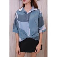 ราคา F36 เสื้อเชิ้ตลายกราฟฟิกสีฟ้า (27301476910)