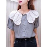 ราคา A12 แขนสั้นคอบัวสีเทาน่ารักๆ (25433641221)