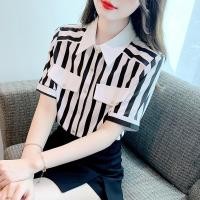 ราคา A93 เสื้อเชิ้ตแขนสั้น ลายทาง ผ้าชีฟองเกรดพรีเมี่ยม พร้อมส่ง (23778197195)