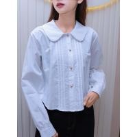 ราคา F60 เสื้อเชิ้ตคอบัวจีบหน้าสีขาว (26701468680)