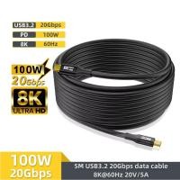 ราคา 5M USB 3 2 20Gbps ThunderBolt 3 ประเภท C ถึง Type C สาย 8K 60Hz PD100W USB C สายสําหรับ OPPO Reno 15 15F 15Pro A6Pro 5G A6X xiaomi 15T 15T 15T 15T 15T 14T 14T (56809261320)