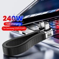 ราคา 240W PD 8K Dual Head Side Bending Type C สายเคเบิลข้อมูล USB C ยืดหยุ่น USB4 ส่งข้อมูลความเร็วสูงสําหรับ Samsung S25FE S24FE ประเภท C สายสั้น fast chargin (49907455226)