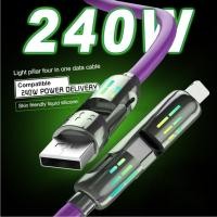 ราคา SAMSUNG 240W quadrangle Lightคอลัมน์Fastสายชาร์จUSB Type C 4 In 1 PD Chargerข้อมูล1 2M Fastสายชาร์จสําหรับSamsung S23 S24 S25 S21 S22 S21Plus S22Plus A06 5G infinix Note60P (57509064449)