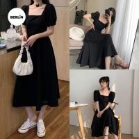 ราคา เดรสเจ้าหญิงคอเหลี่ยมสีดำ แขนสั้นทรงตุ๊กตา No D01 (22347417862)
