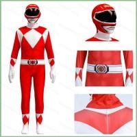 ราคา SY5 ชุดคอสเพลย์ Power Rangers เด็ก Jumpsuit บอดี้สูทไดโนเสาร์ทีมสีแดงและขาว สำหรับฮาโลวีน (44858551222)