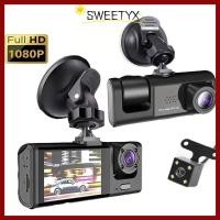 ราคา SWEETYX เครื่องบันทึกเสียงในรถยนต์ APP Control HD Recording Car DVR 3 ช่อง 360 ดู IR Night Vision Car Dashcam บันทึกการขับขี่ (44215115495)